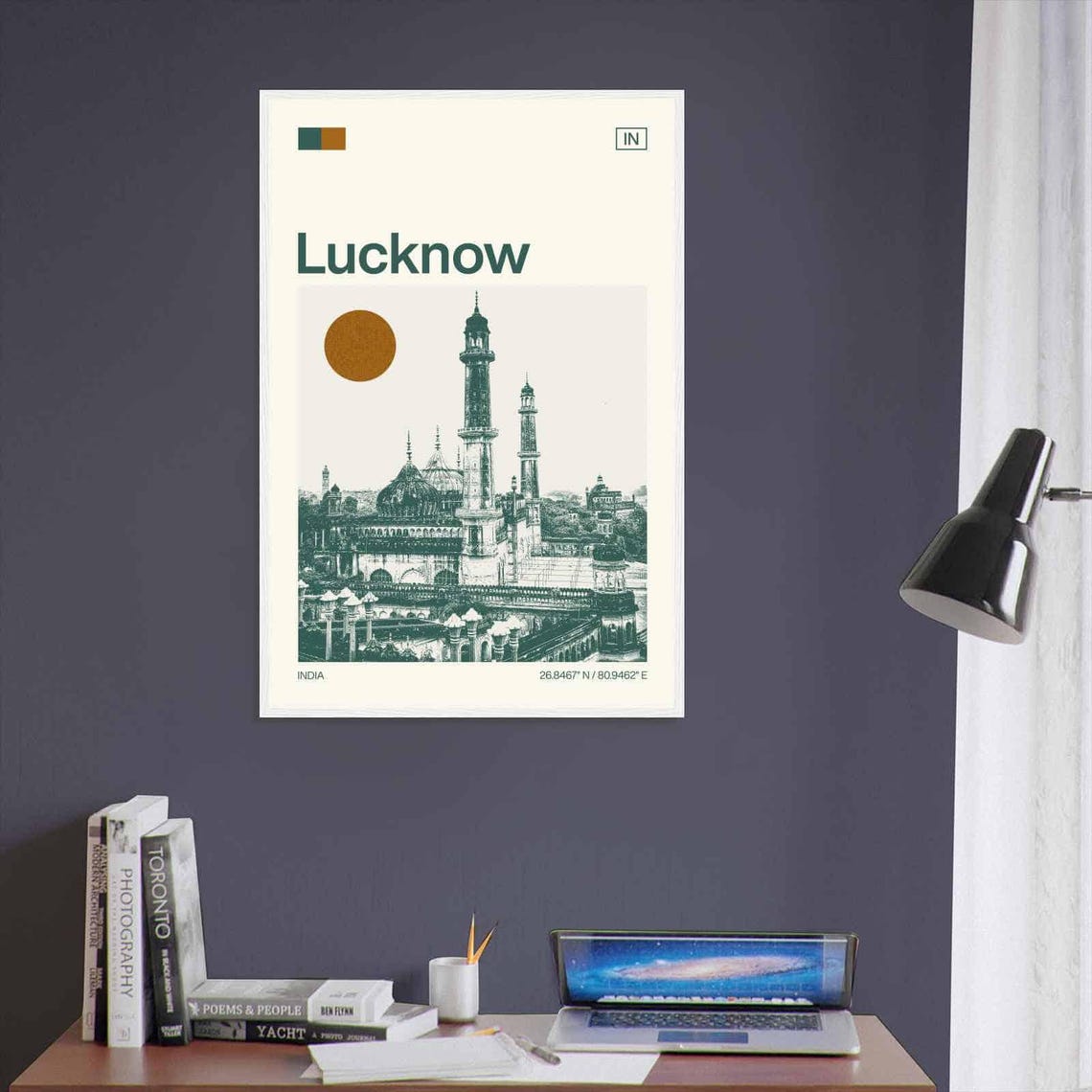 Lucknow India Modern Minimalist Mosque Domes Minarets Art Poster - Image 3