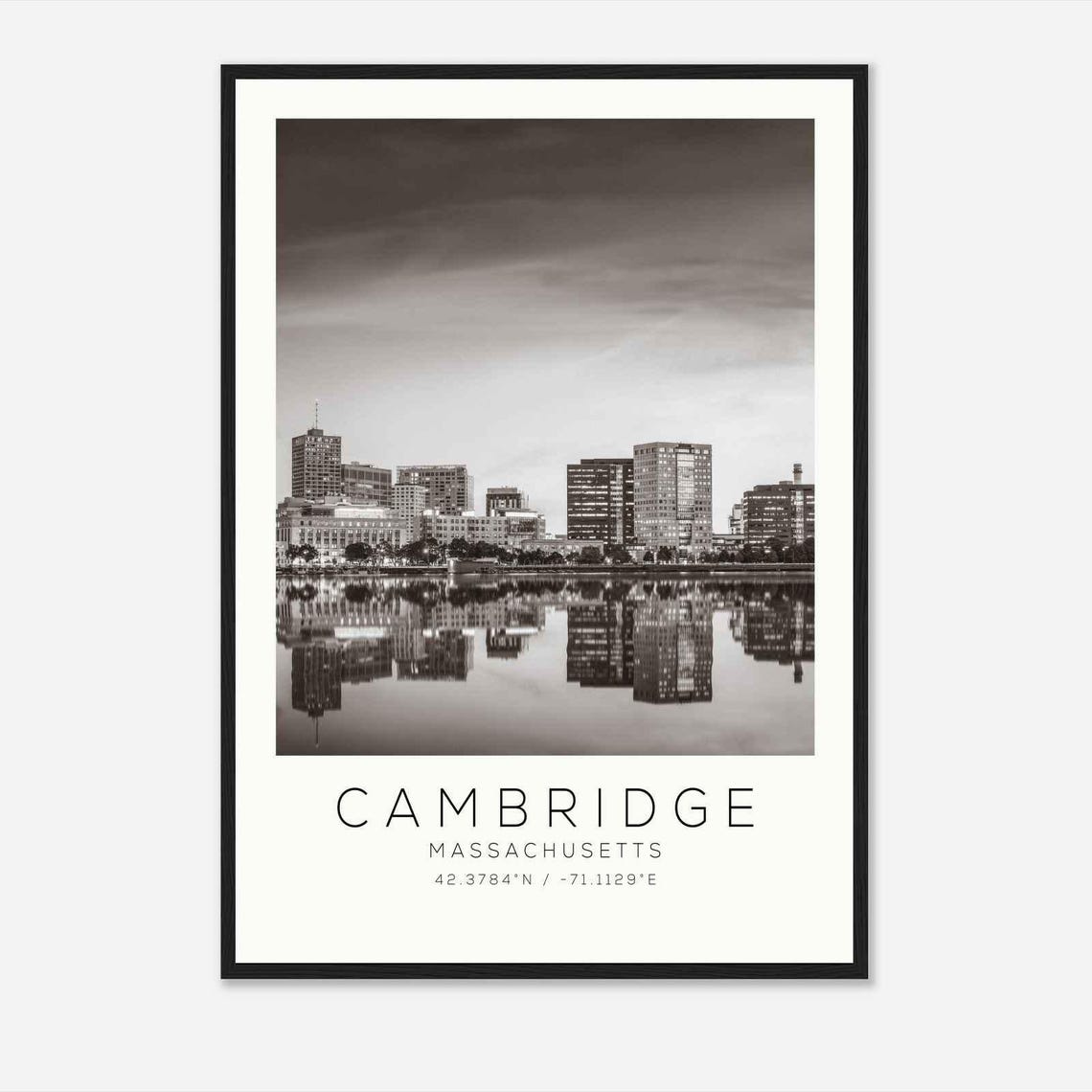 Cambridge Massachusetts Skyline Charles River Reflection Photo Poster