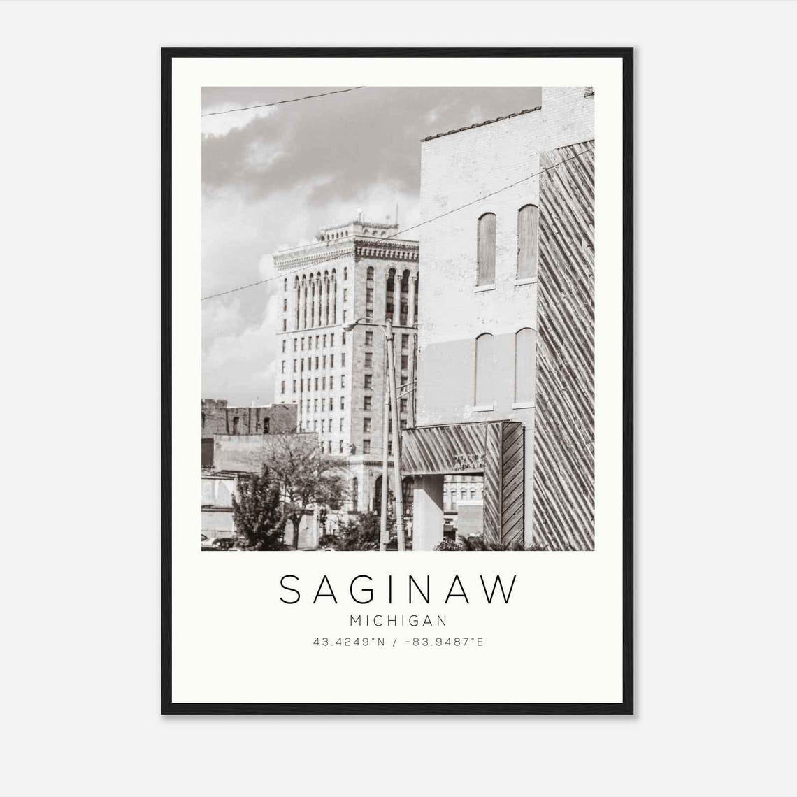 Saginaw Michigan Historic Downtown Architecture Skyline Poster