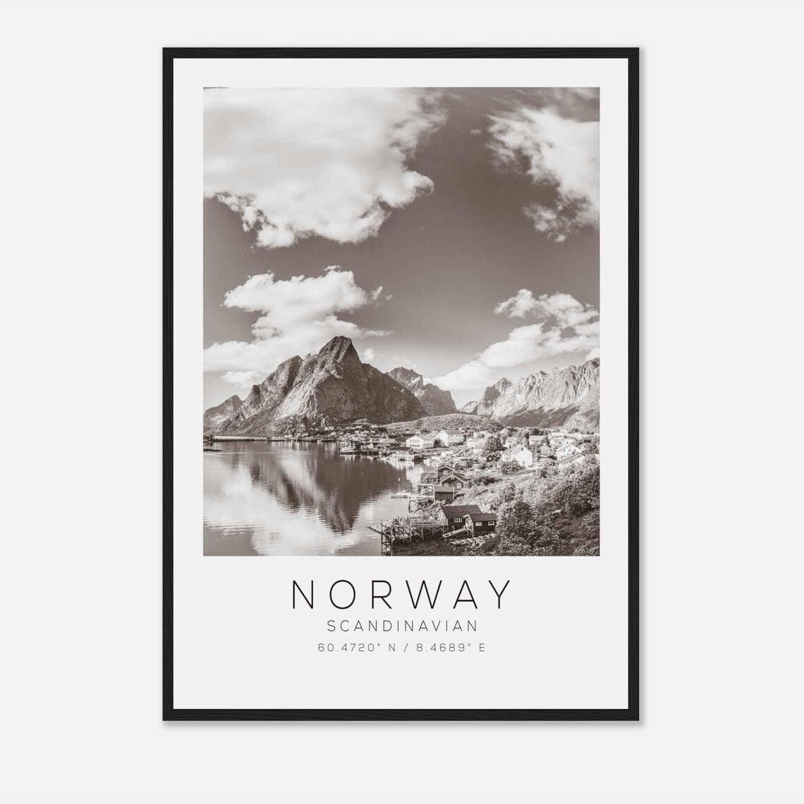 Norway Scandinavian Travel Poster, Minimalist Travel Photo