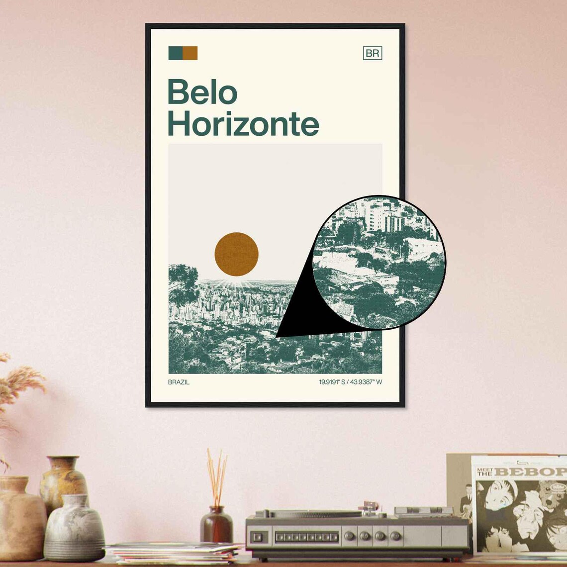 Belo Horizonte Brazil City Sunset Vintage Style Travel Poster - Image 4