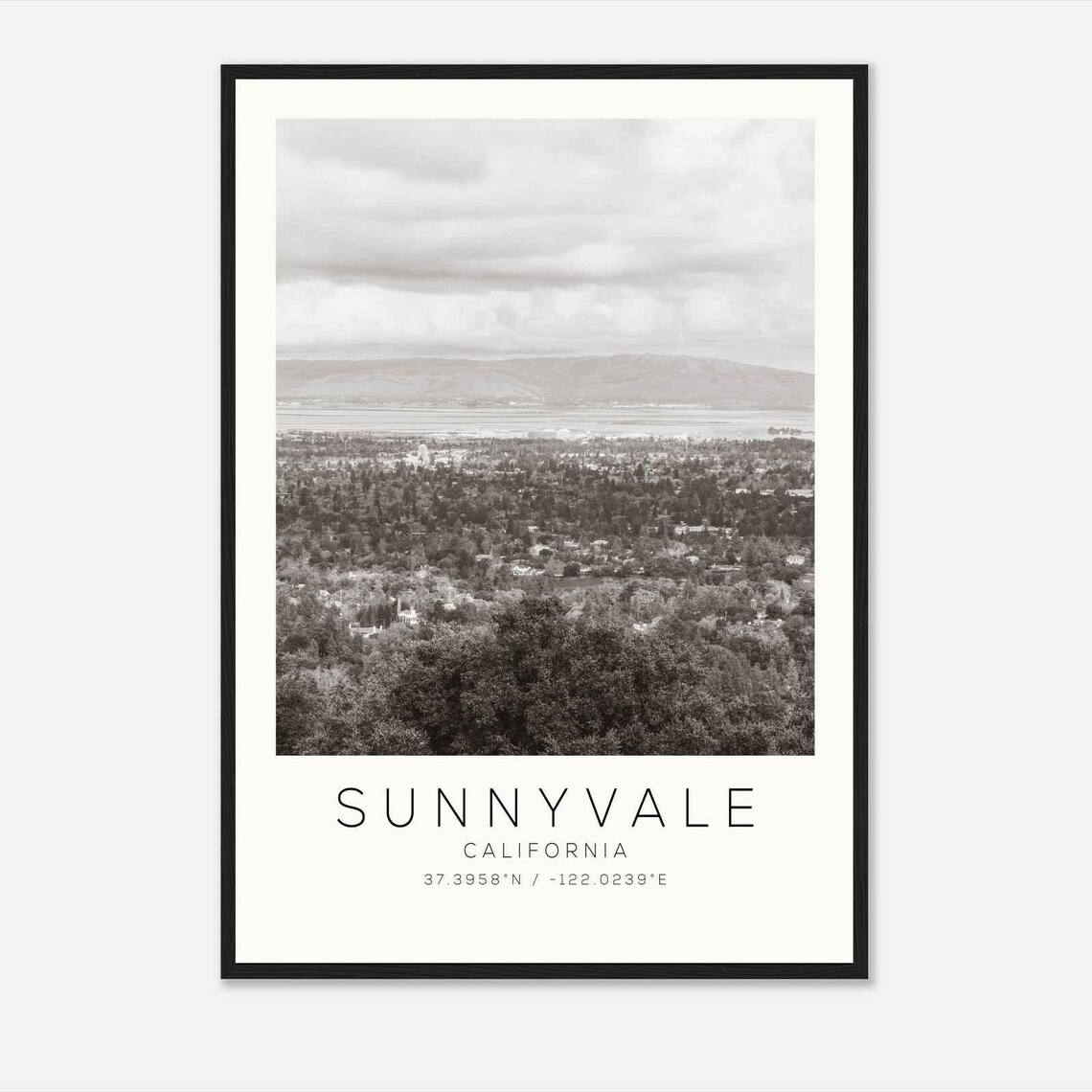 Sunnyvale California Bay Panorama Suburban Valley Photo Travel Poster