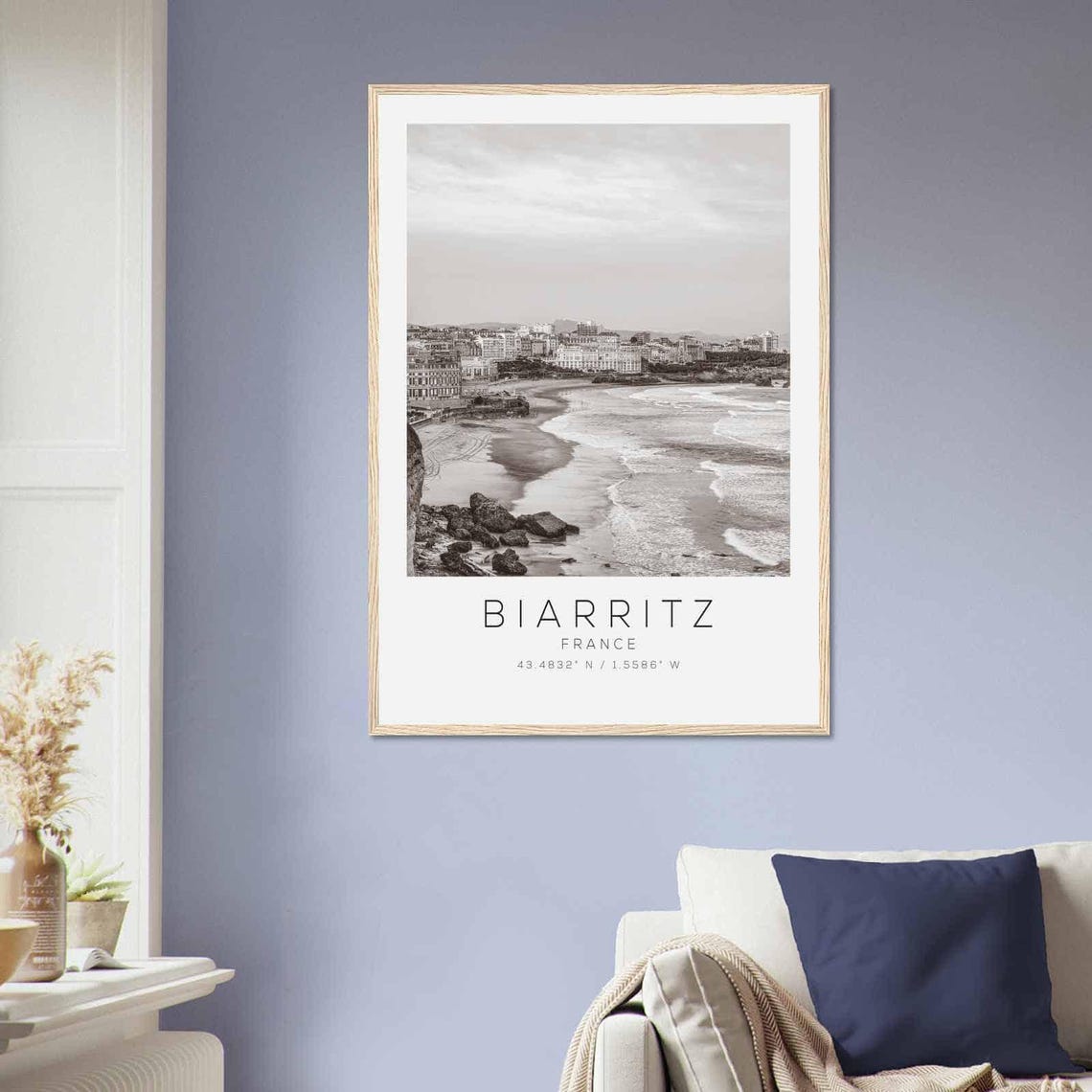 Biarritz France Atlantic Coast Black White Minimalist Photo Poster - Image 2