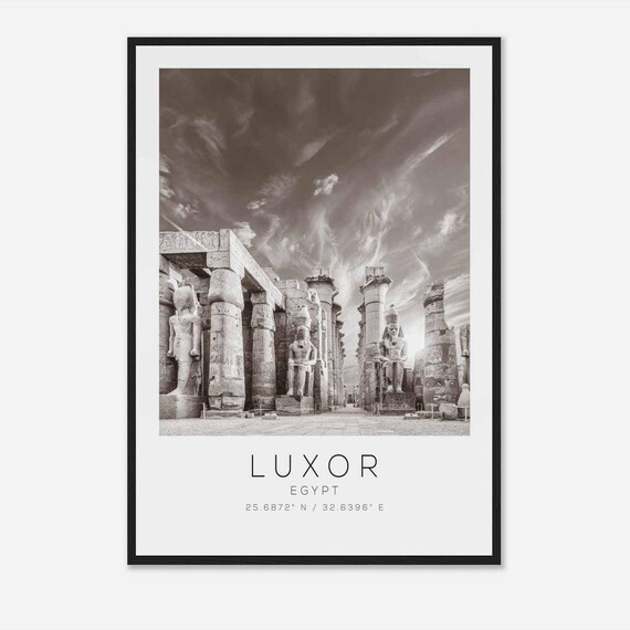 Luxor Egypt Travel Photo Poster Bw Luxor Travel Print Minimalist Travel Poster Print Ds2