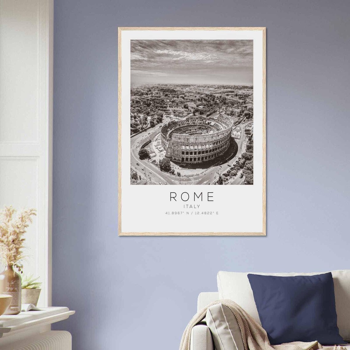 Rome Italy Colosseum Aerial View Black and White Travel Poster - Image 2