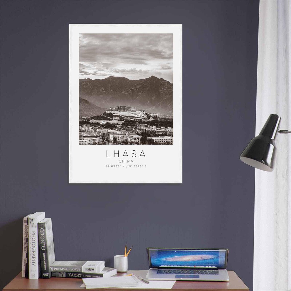 Lhasa China Potala Palace Himalayan Mountain Black White Photo Poster - Image 3