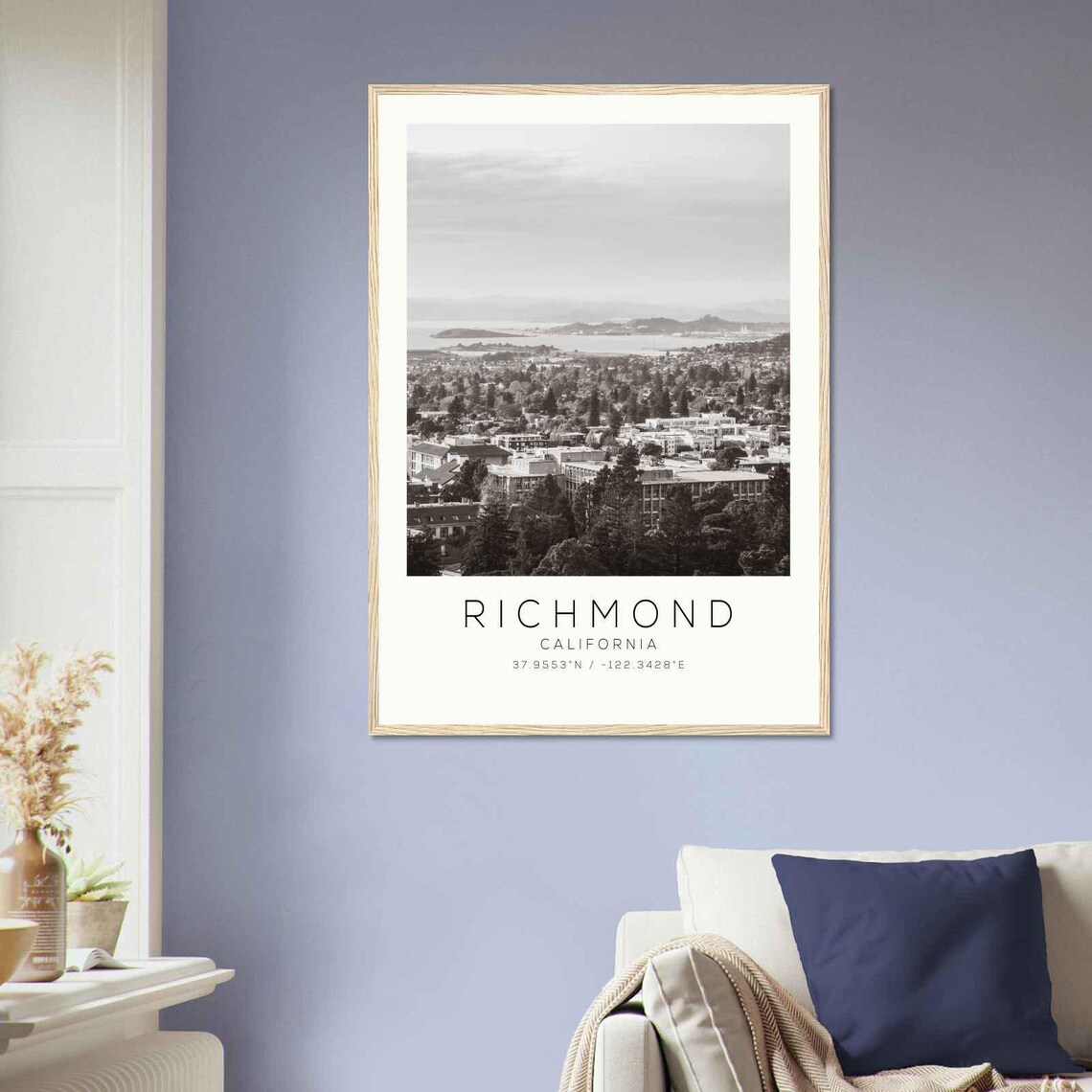 Richmond California Bay View Cityscape Black and White Photo Poster - Image 2