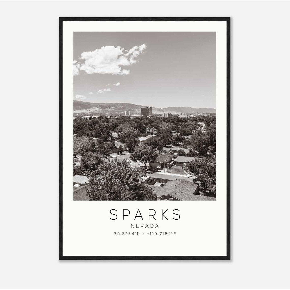 Sparks Nevada Suburban Skyline Mountains Minimalist Photo Poster