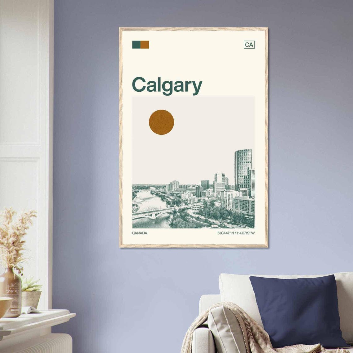 Calgary Canada Bow River Downtown Skyline View Art Travel Poster - Image 2