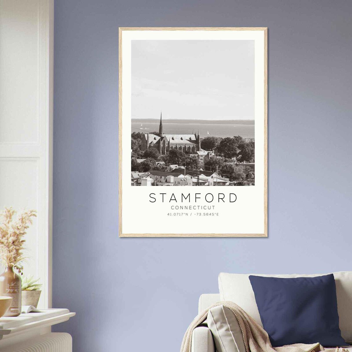 Stamford Connecticut Church Spire Harbor Sailboats Photo Travel Poster - Image 2
