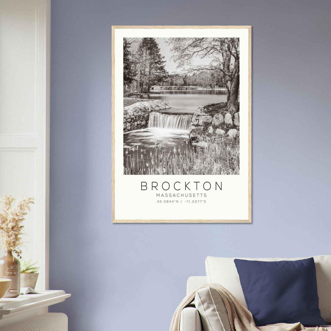 Brockton Massachusetts Stone Dam Waterfall Peaceful Pond Poster - Image 2