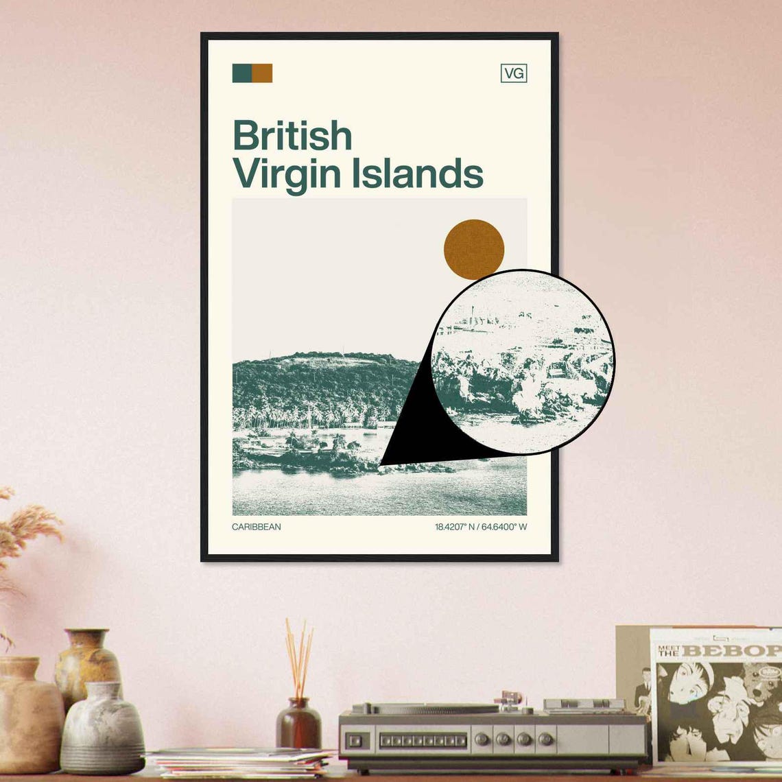 British Virgin Islands Caribbean Harbor Marina View Travel Poster - Image 4
