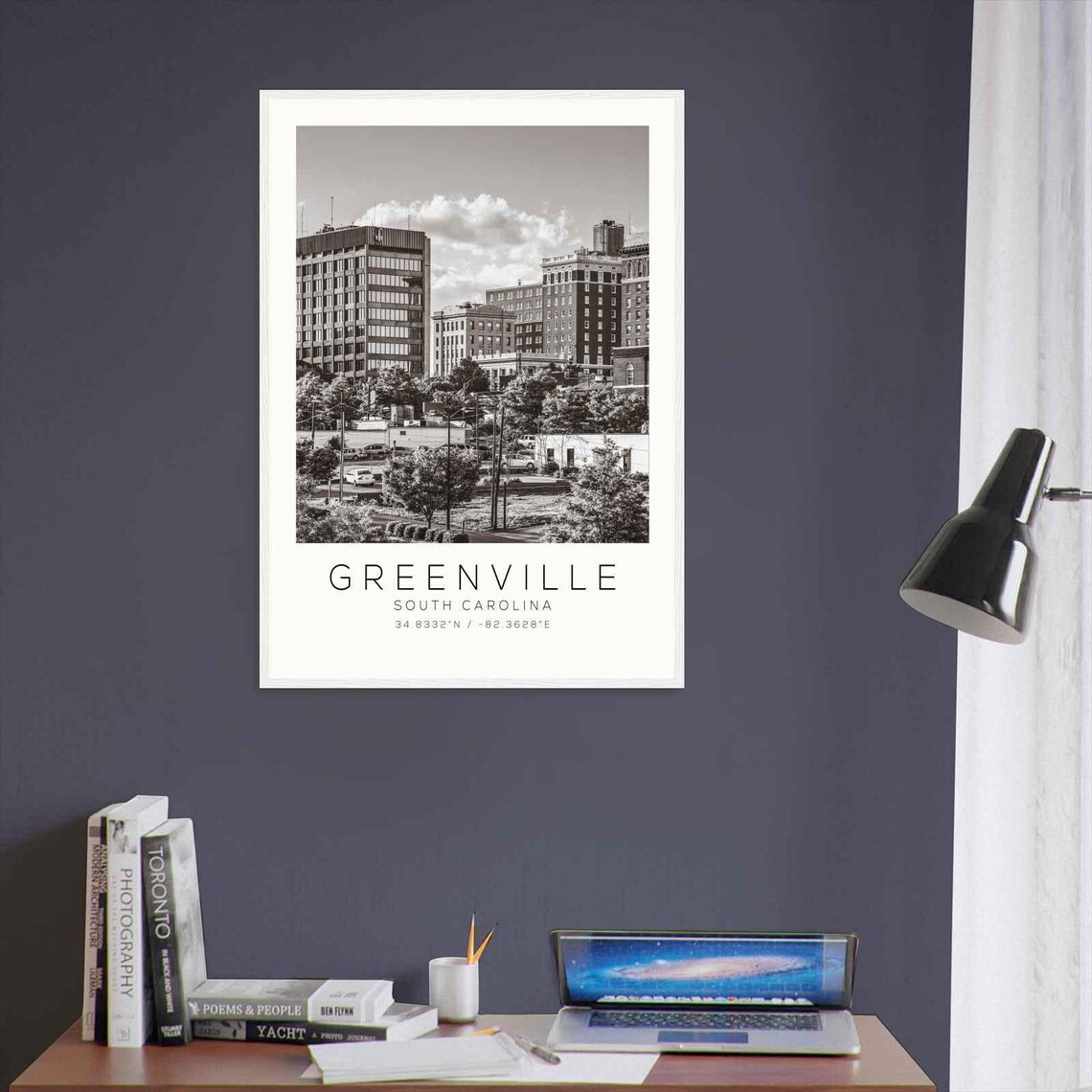 Greenville South Carolina Downtown Skyline Black White Photo Poster - Image 3