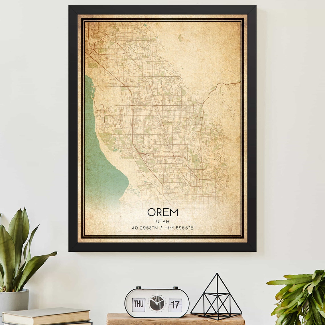 Orem Utah Vintage Street Map Coordinates Personalized City Poster
