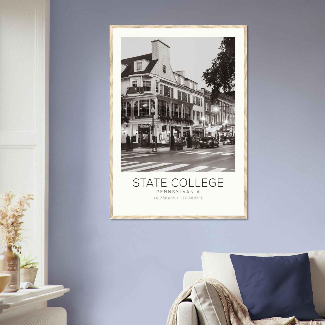 State College Pennsylvania Downtown Night Street Photo Travel Poster - Image 2
