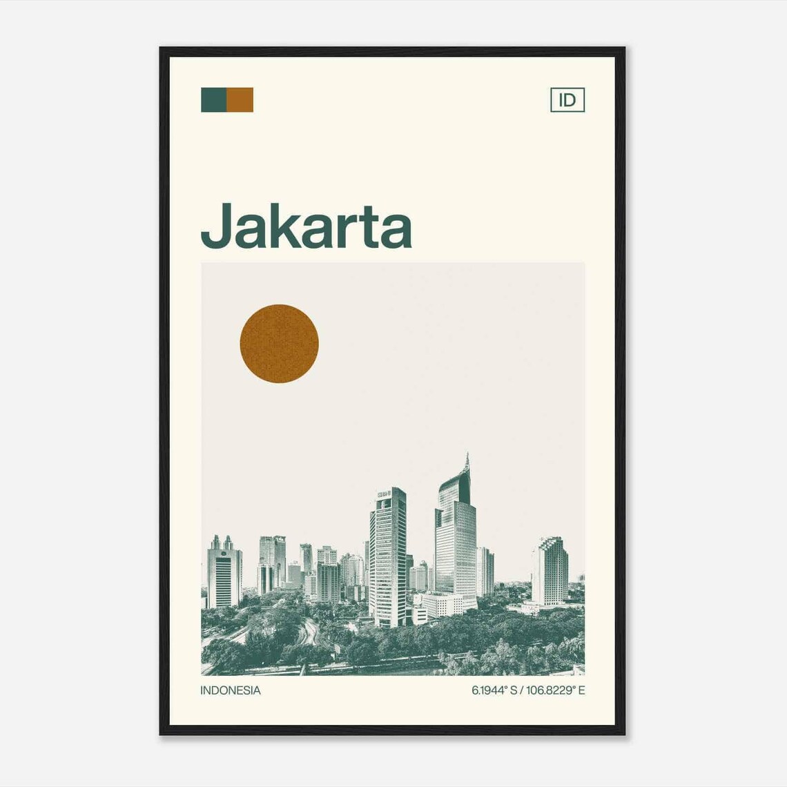 Jakarta Indonesia Skyline Minimalist Modern Travel Art Poster