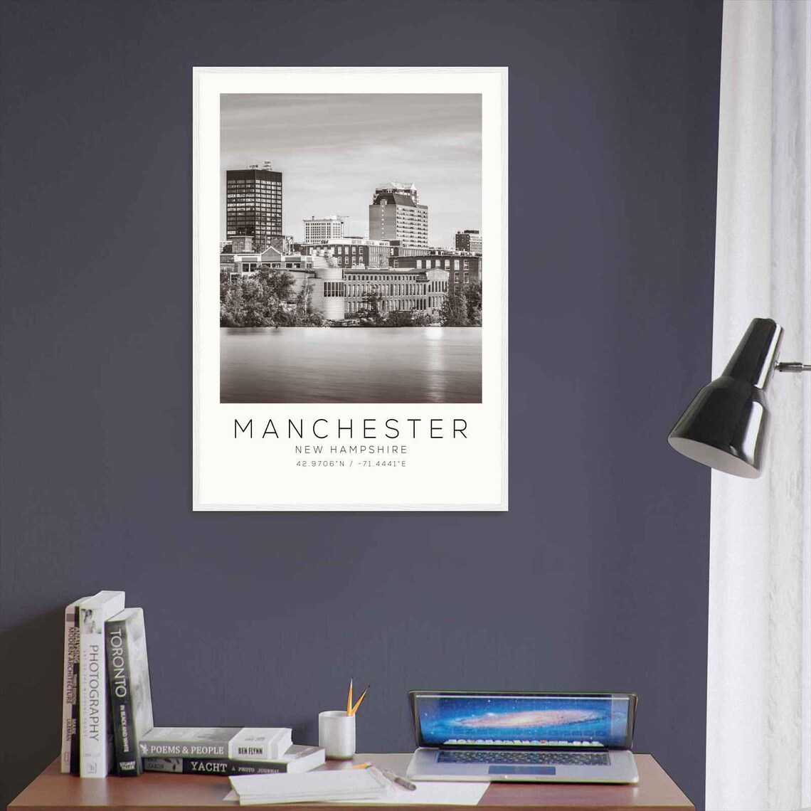 Manchester New Hampshire Skyline Across Merrimack River Photo Poster - Image 3