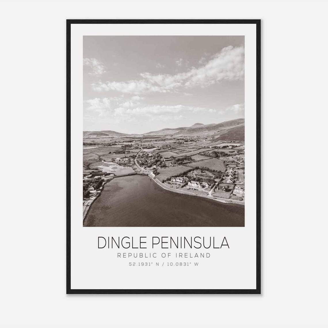 Dingle Peninsula Republic Of Ireland Travel Photo Poster Bw Dingle Peninsula Travel Print Minimalist Travel Poster Print