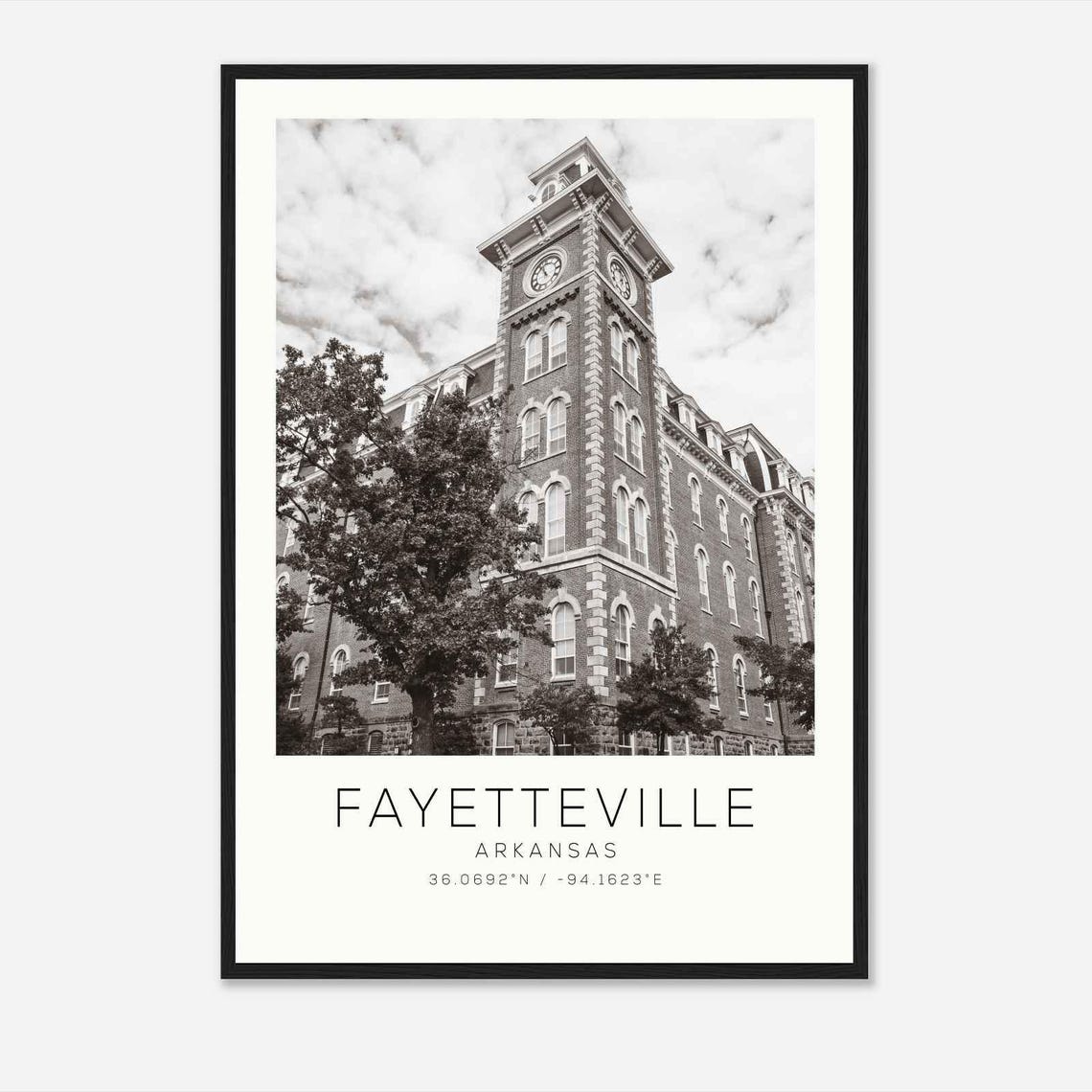 Fayetteville Arkansas Photo Travel Poster Fayetteville Travel Print Minimalist Travel Print Ds2