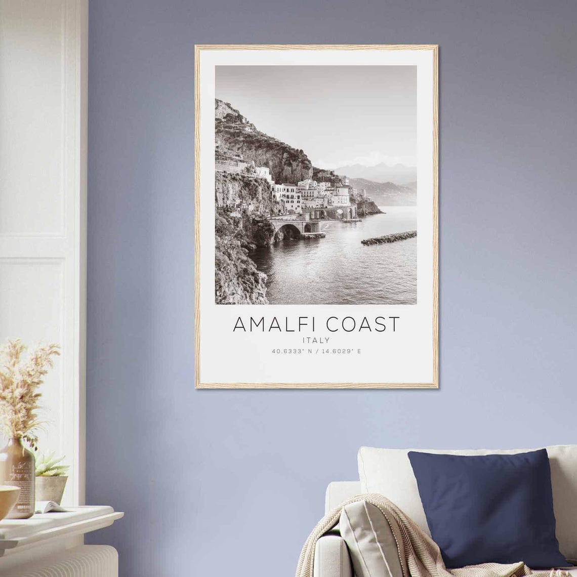 Amalfi Coast Italy Travel Photo Poster Bw Amalfi Coast Travel Print Minimalist Travel Poster Print - Image 2