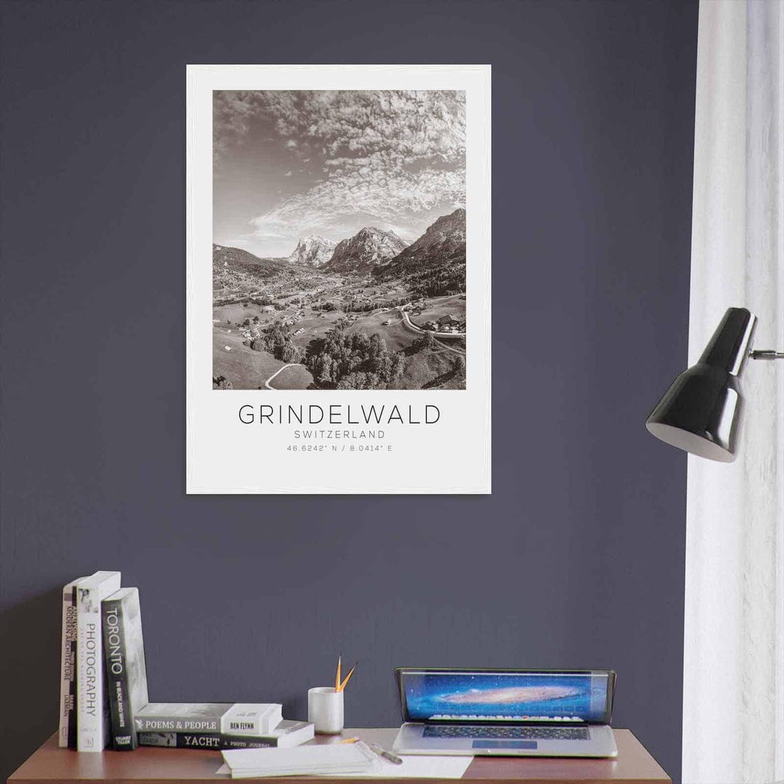 Grindelwald Switzerland Black and White Alps Village Valley Poster - Image 3