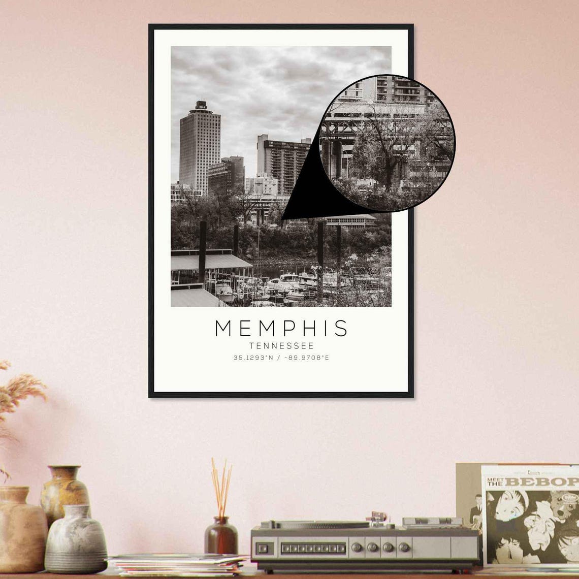 Memphis Tennessee Downtown Riverfront Minimalist Travel Poster - Image 4