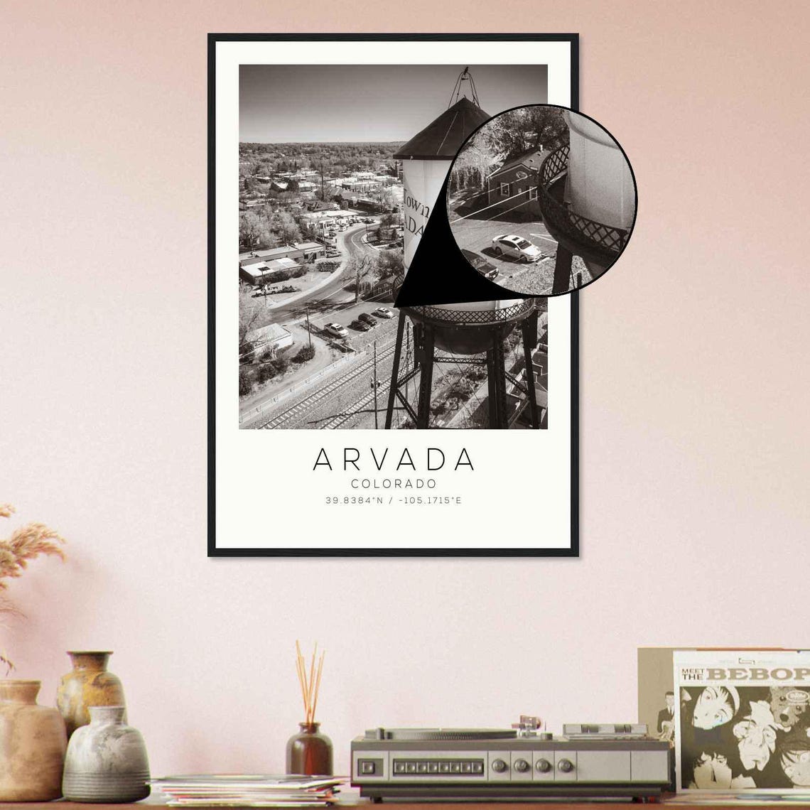 Arvada Colorado Olde Town Water Tower Aerial Town View Poster - Image 4