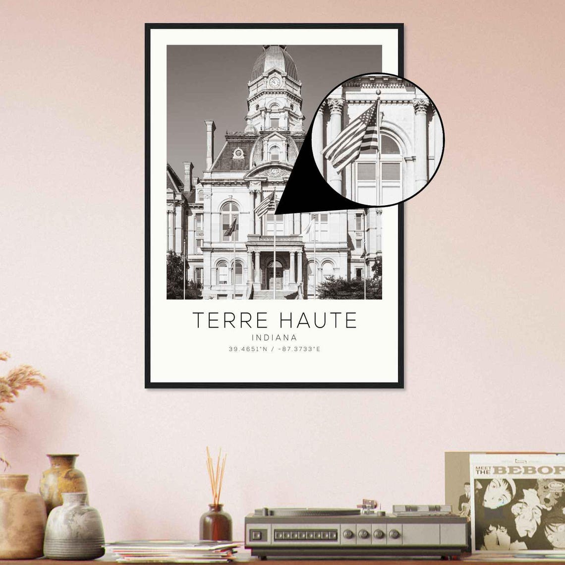 Terre Haute Indiana Photo Travel Poster Terre Haute Indiana Travel Print Minimalist Travel Print