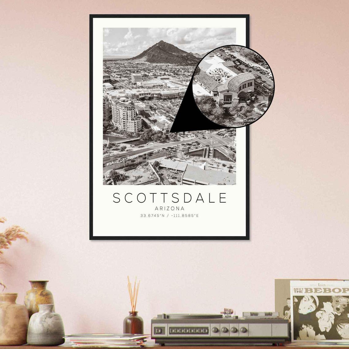 Scottsdale Arizona Camelback Mountain Aerial Minimalist Photo Poster - Image 4