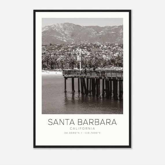 Santa Barbara California Wooden Pier Mountain View Photo Poster