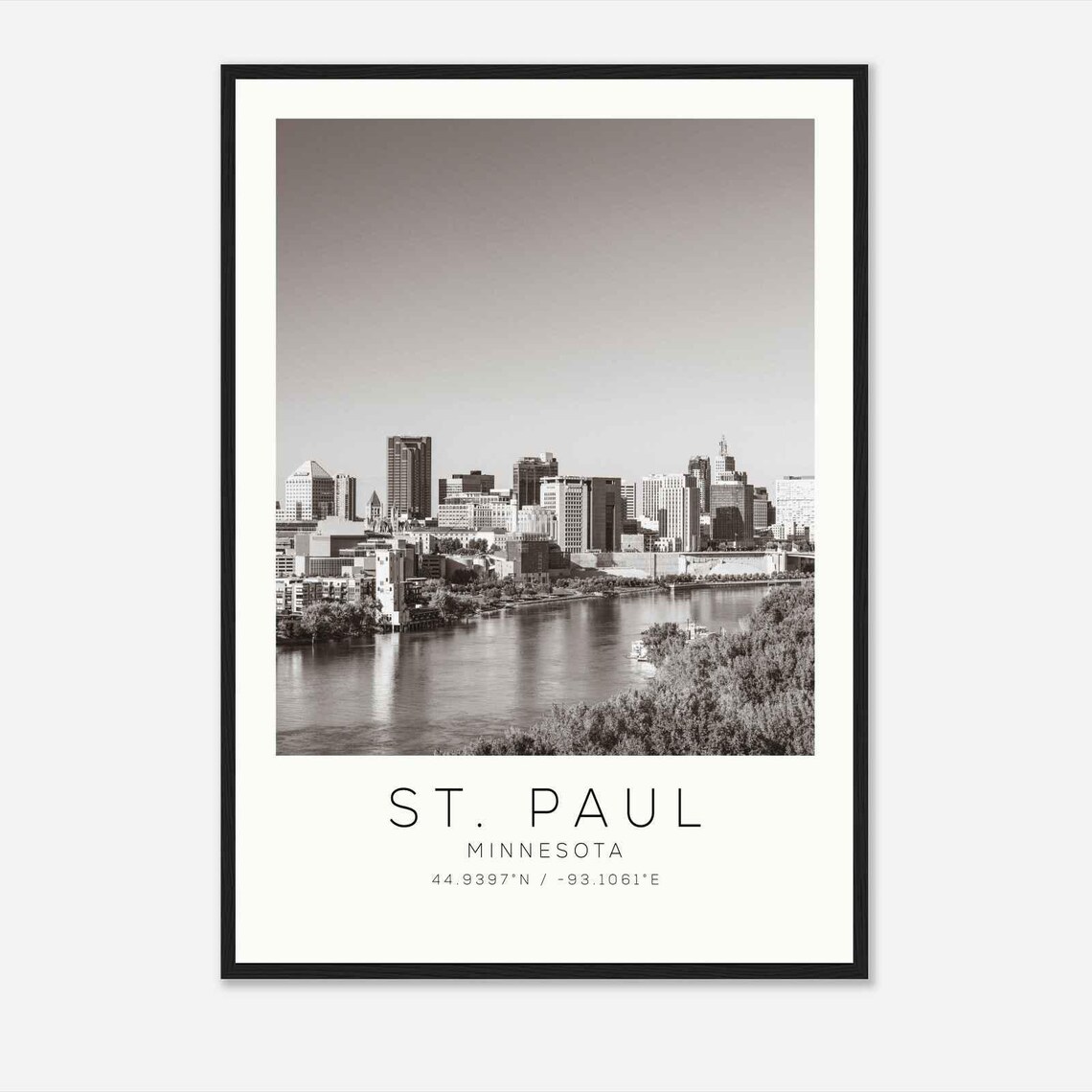 St. Paul Minnesota Mississippi River Skyline Photo Travel Poster