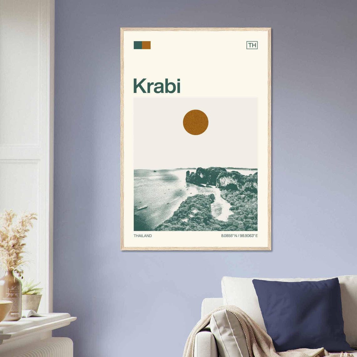 Krabi Thailand Limestone Karsts Beach Coastline Duotone Travel Poster - Image 2