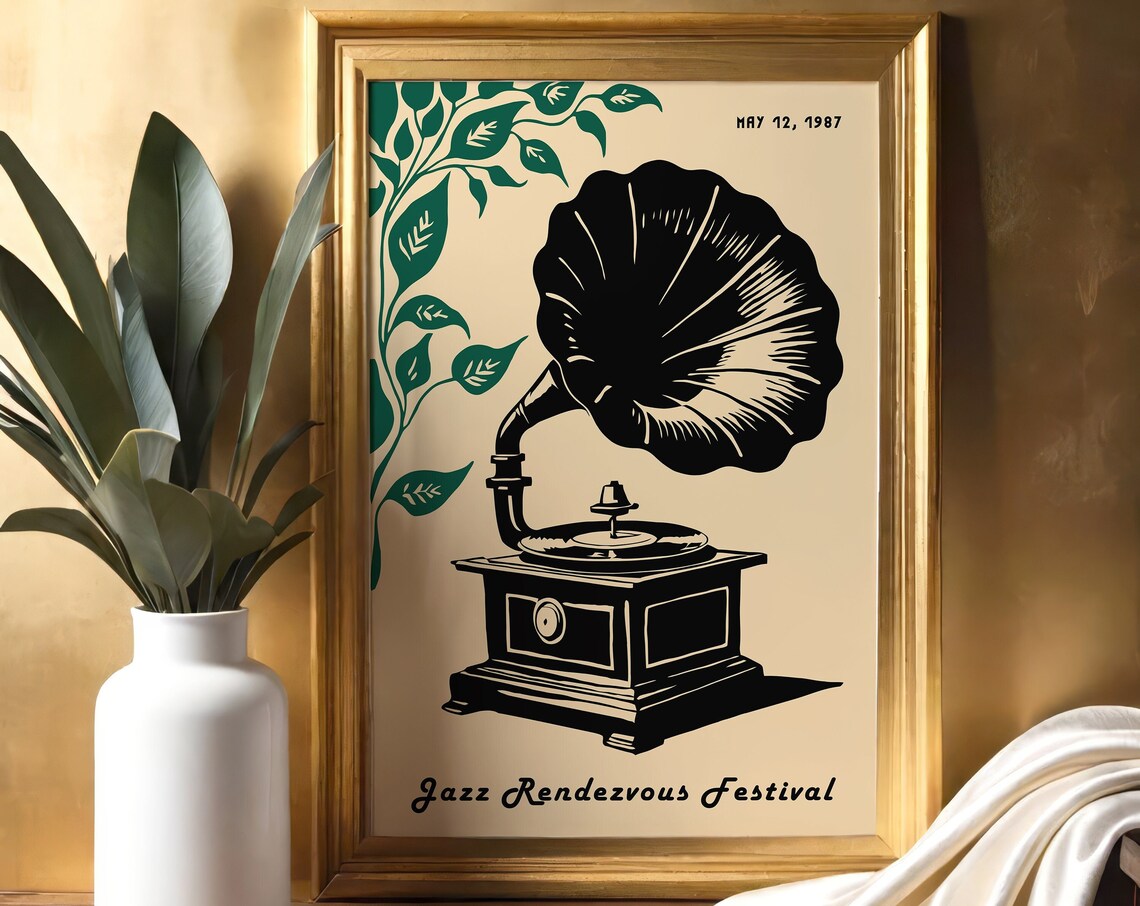 Retro Jazz Rendezvous Festival 1987 Gramophone Jazz Music Poster
