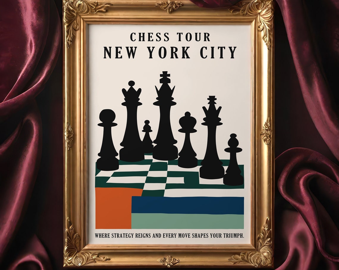 Chess Tour New York City Strategy Triumph Game Room Office Poster
