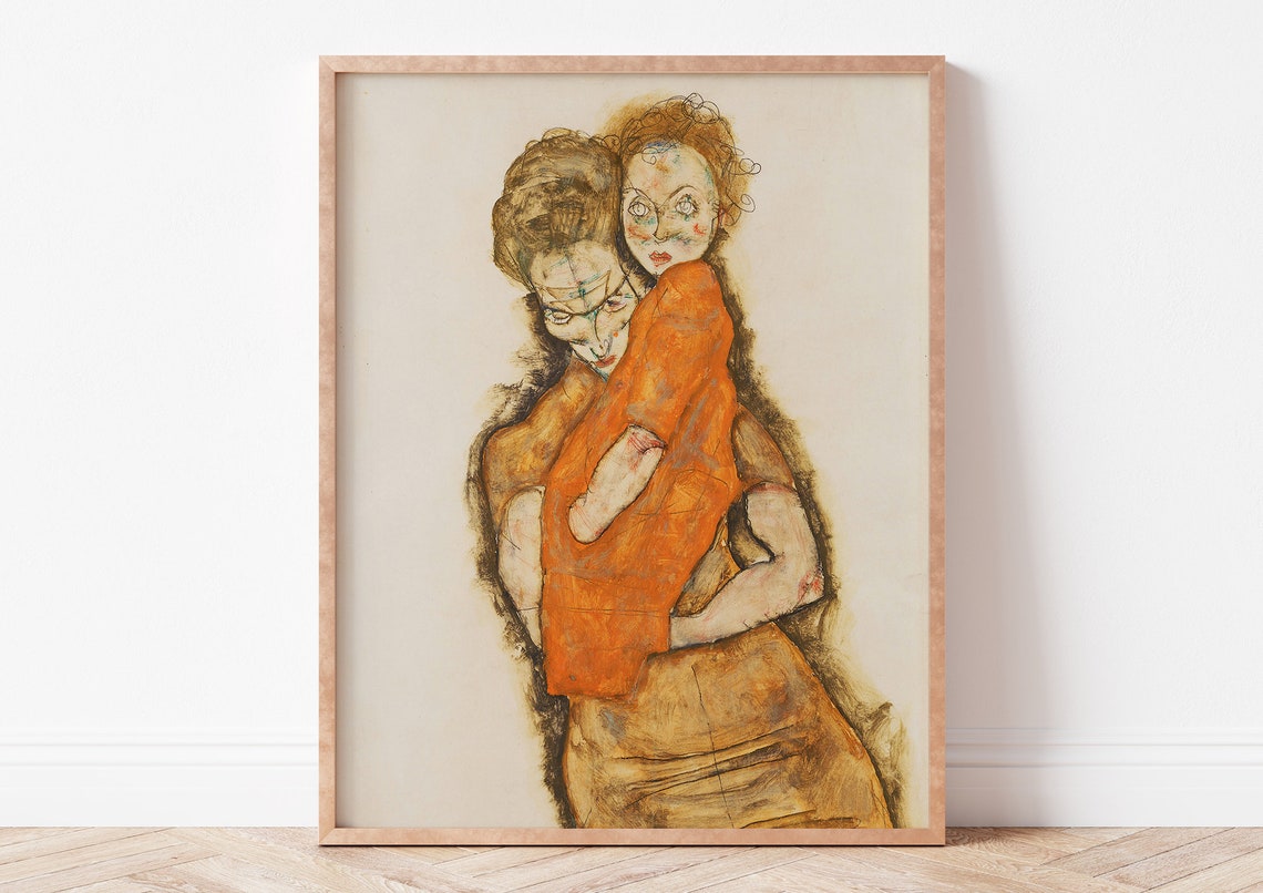Egon Schiele Mother And Child Embrace Expressionist Art Poster