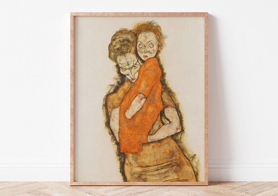 Egon Schiele Mother And Child Embrace Expressionist Art Poster