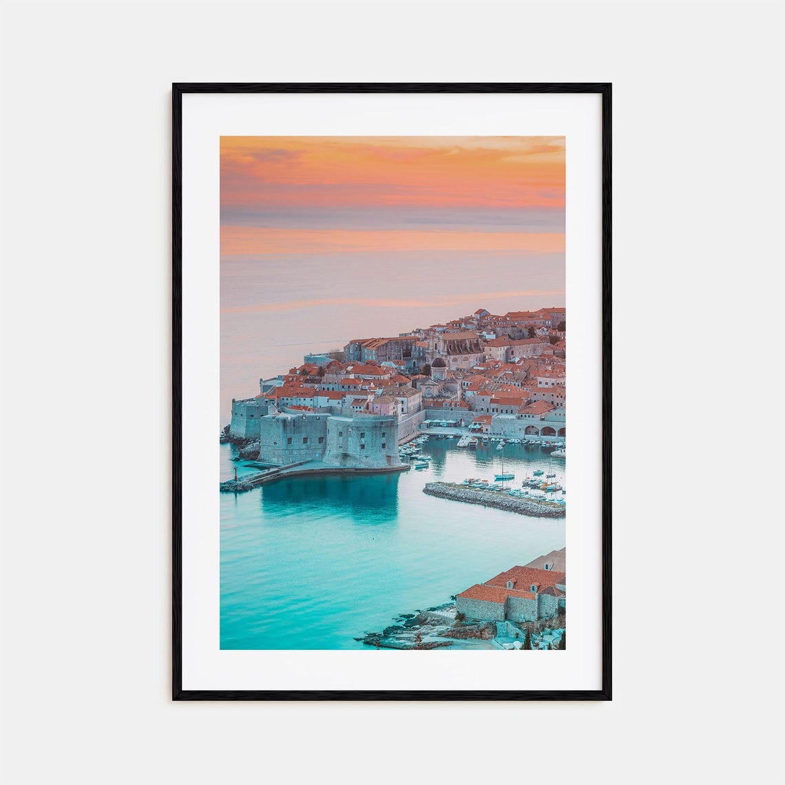 Croatia Adriatic Old Town Red Roofs Sunset Harbor Travel Photo Poster