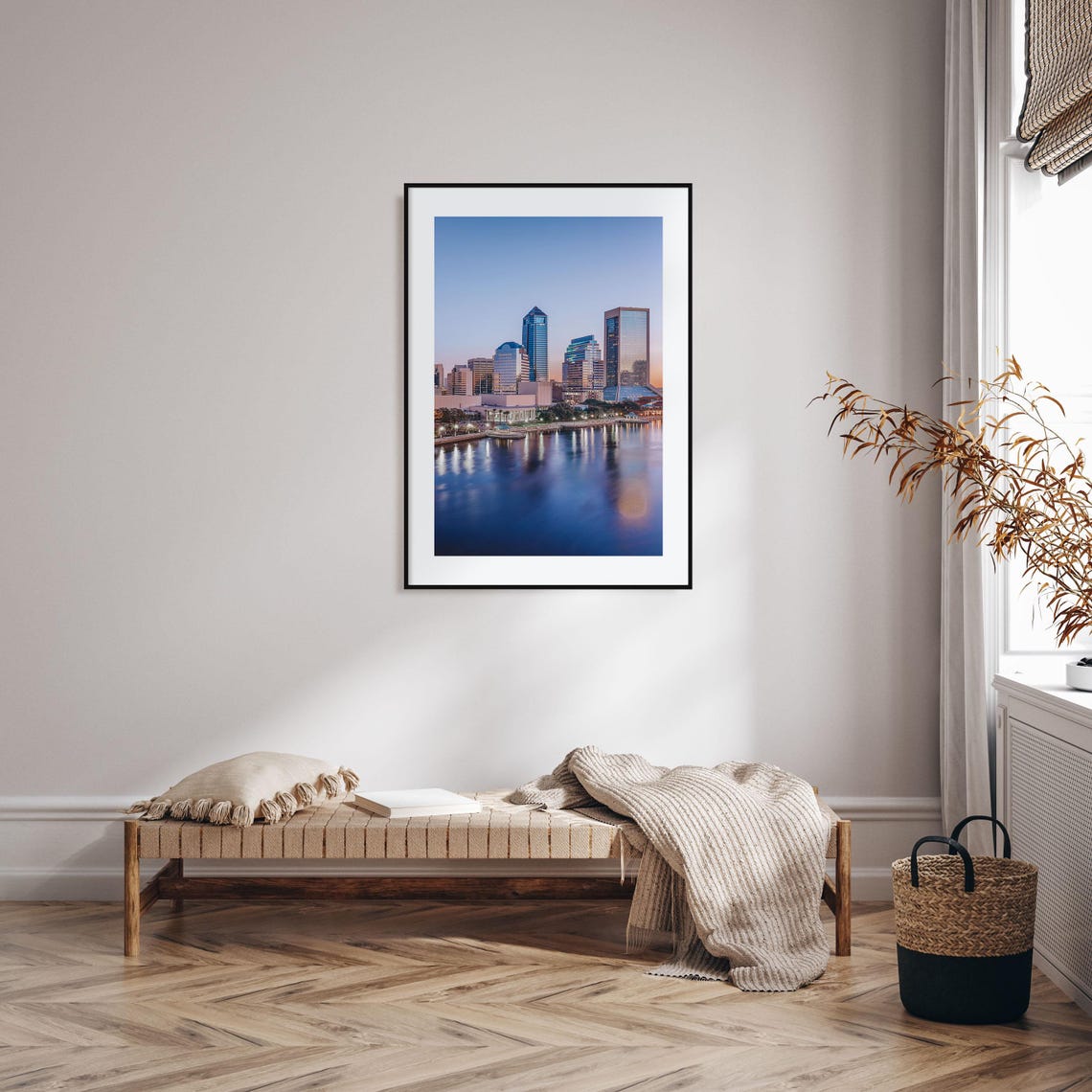 Jacksonville Florida Downtown Skyline River Reflection Dusk Poster - Image 2