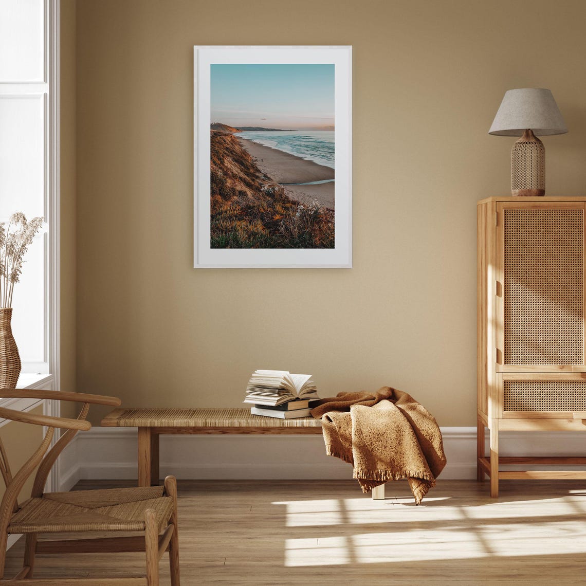 Bird Rock California Golden Hour Rocky Coast Cliffs Sunset Poster - Image 3