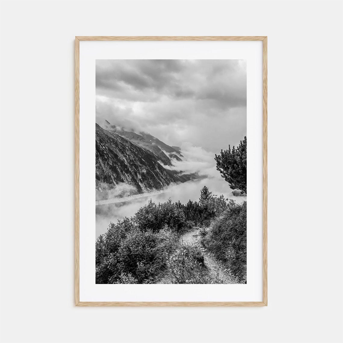 Foggy Lake Mountains Photo Poster Print No 2 Foggy Lake Mountains Black And White Wall Art Photography Travel Map Poster