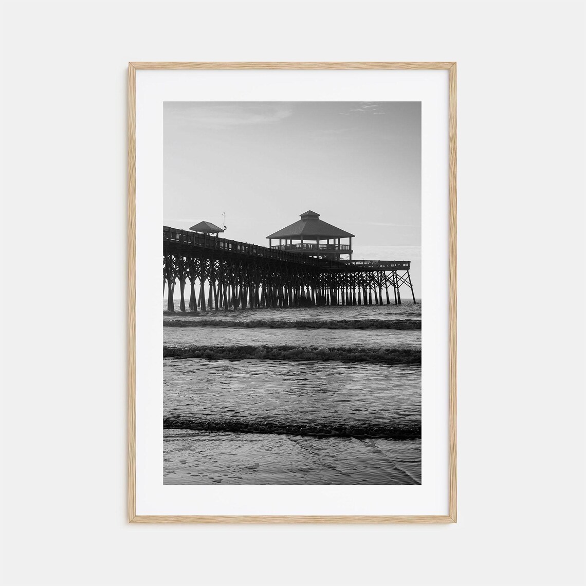 Folly Beach Black And White Travel Poster