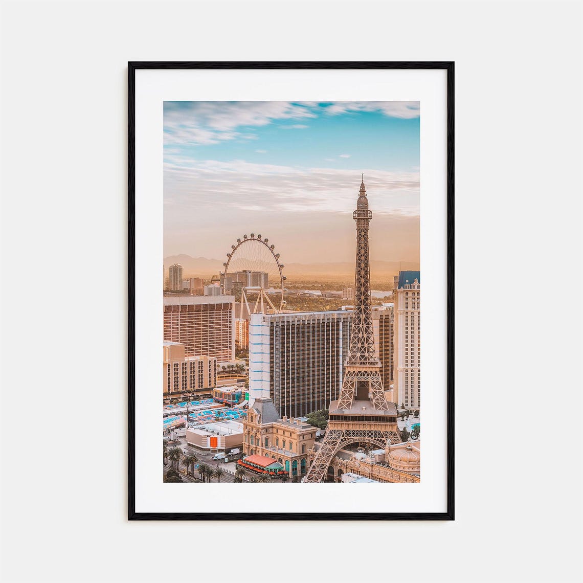 Las Vegas Skyline Colorful Photo Poster Eiffel Tower High Roller View