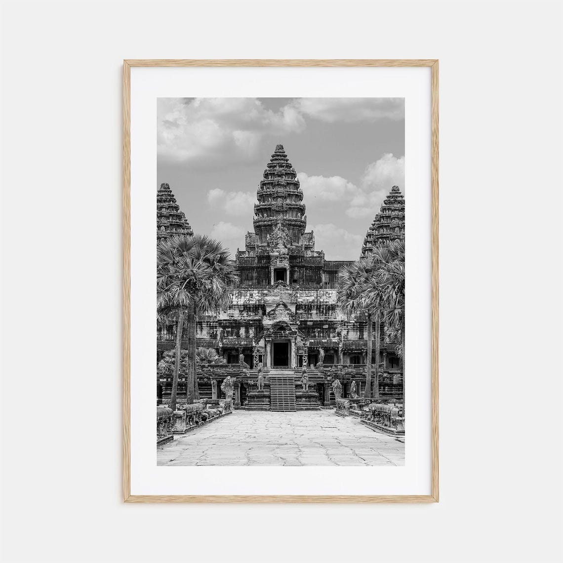 Angkor Wat Cambodia Temple Ancient Black And White Photo Travel Poster
