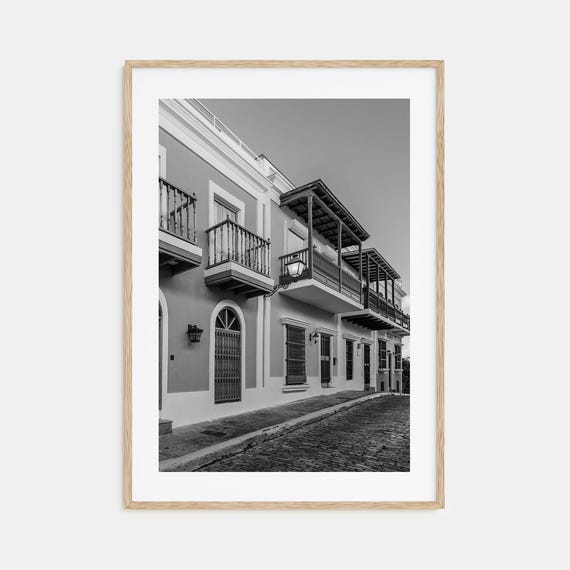 Puerto Rico Travel Map Poster, Black And White Photo Print
