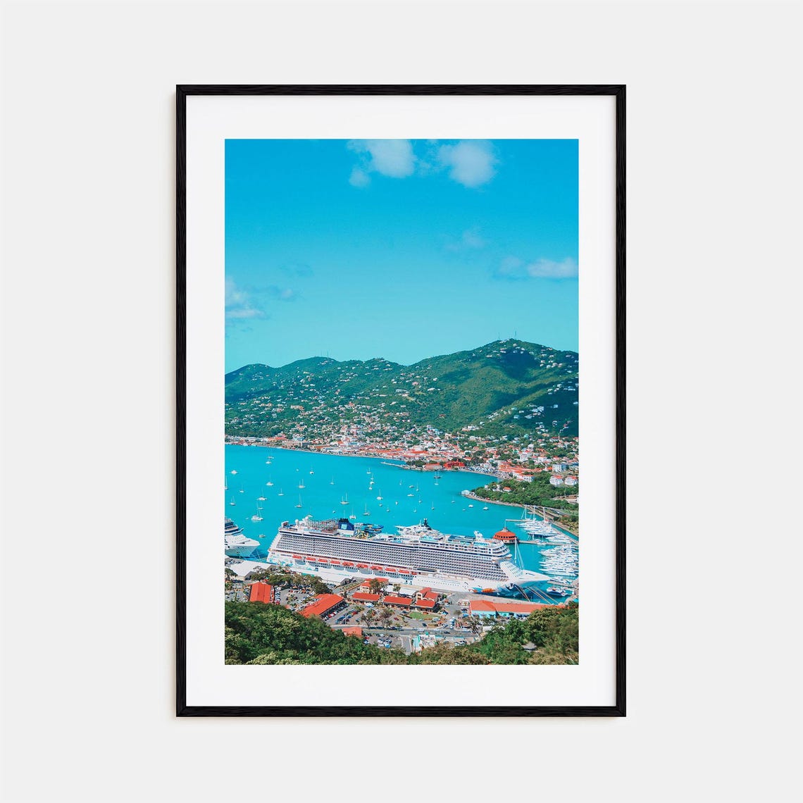 Saint Thomas Harbor Cruise Ship and Green Hills Caribbean Poster