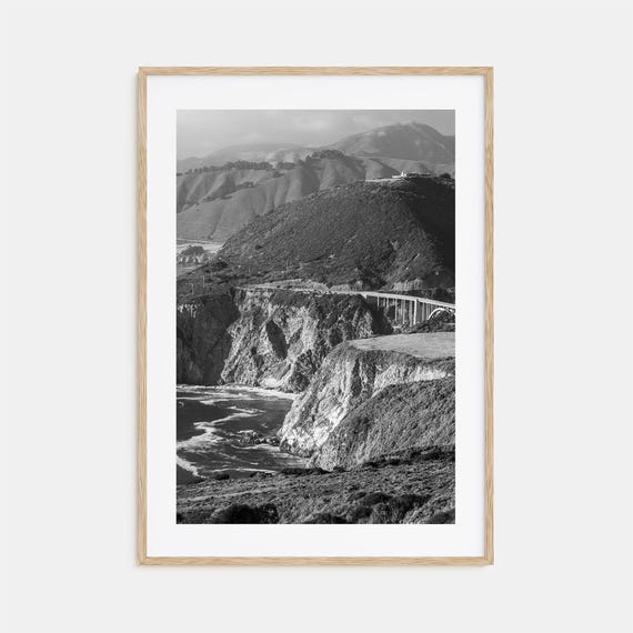 Big Sur Black and White Travel Poster, Wall Art
