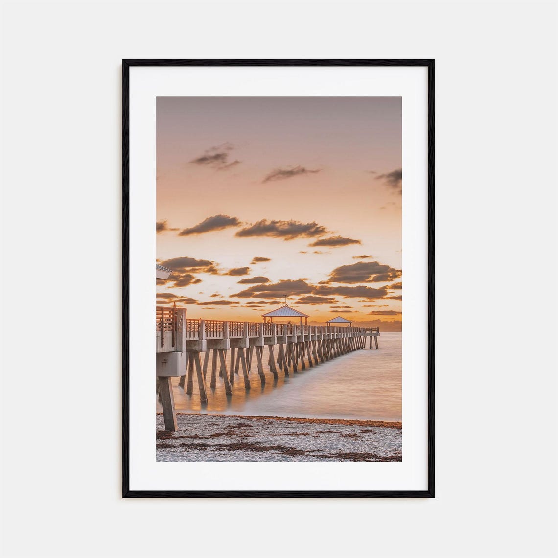 Warm Jupiter Florida Beach Pier Golden Sunset Photography Poster