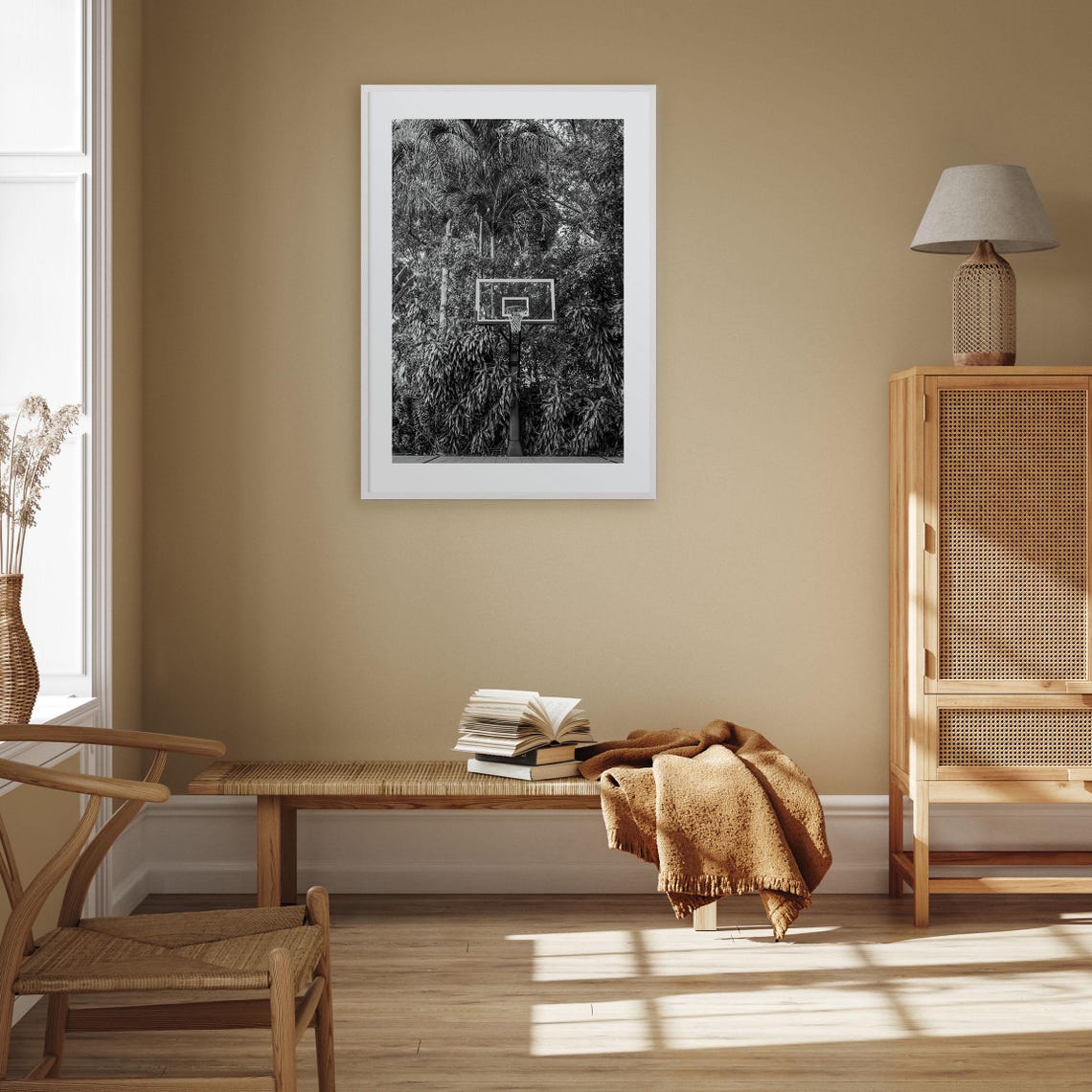 Basketball Court Photo Poster Print No 2 Basketball Court Black And White Art Basketball Court Wall Photography Travel Map Poster - Image 3