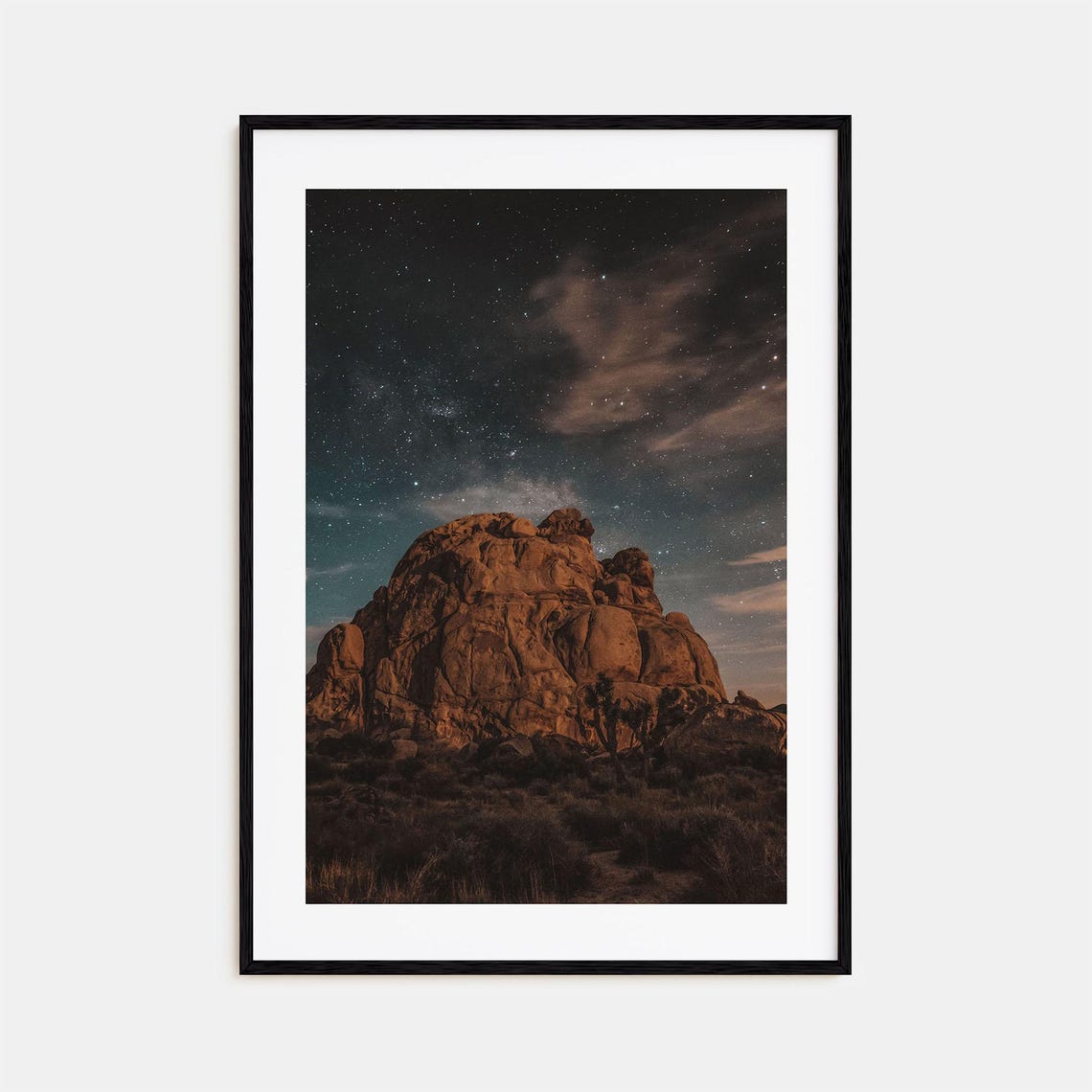Joshua Tree Night Sky Milky Way Desert Rock Formation Poster