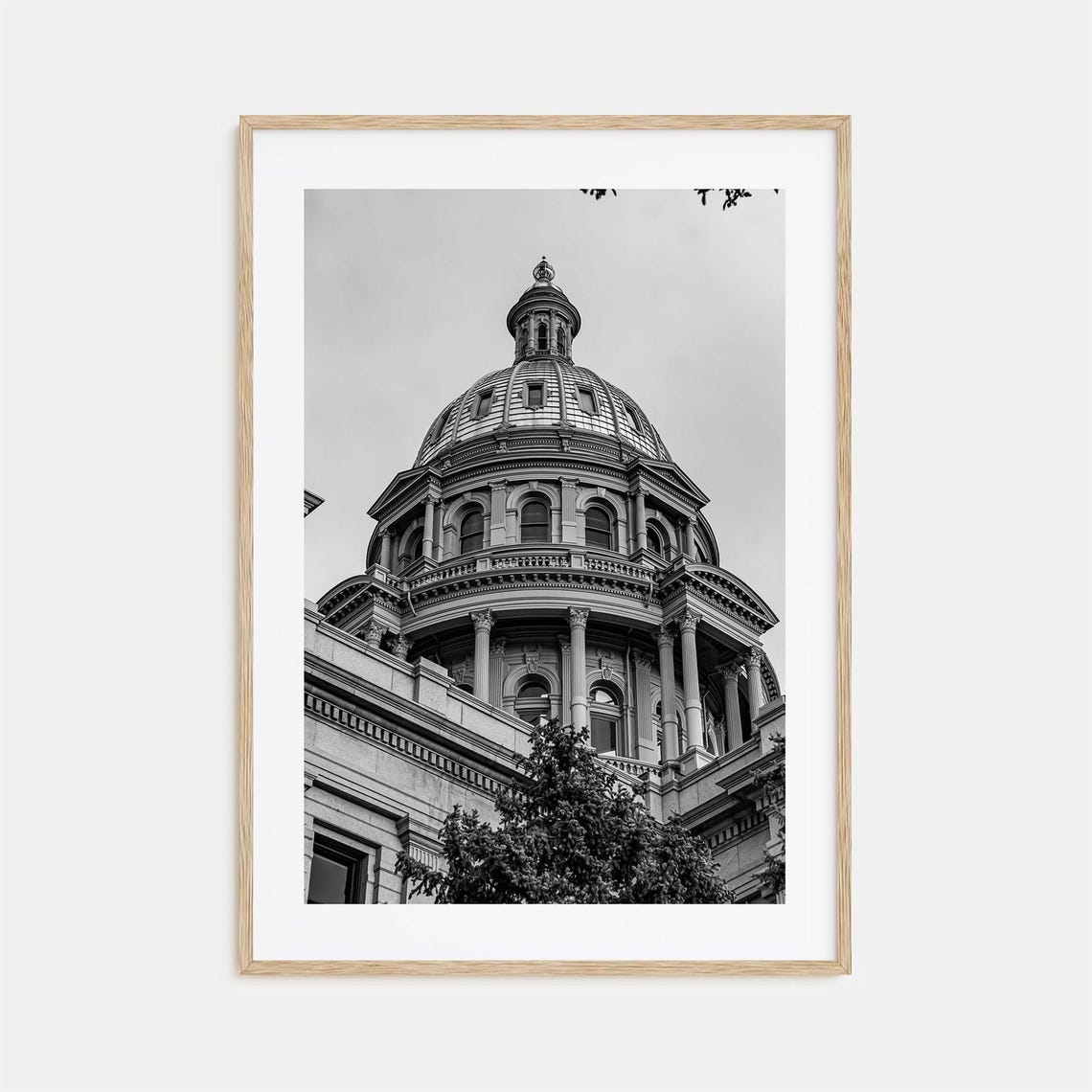 Colorado State Capitol Gold Dome Close Up Black White Poster